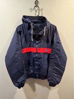 Mens CB Sports Windbreaker Jacket Size Large  Blue Red Full Zip Lightweight